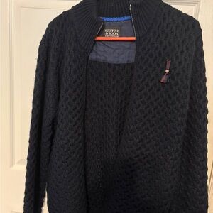 Scotch & Soda Men's Black Zip-Up Sweater